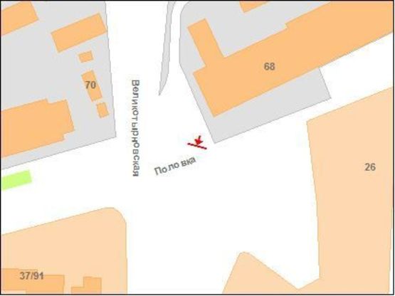 Схема рекламной плоскости по адресу В.Тирнівська вул. - Половка вул.