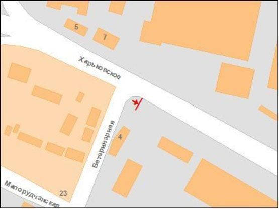 Схема рекламной плоскости по адресу Х.Шосе вул.- Ветеринарна вул.
