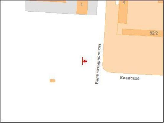 Схема рекламной плоскости по адресу В.Тирнівська вул. - К.Шосе, вул. (перехр.)