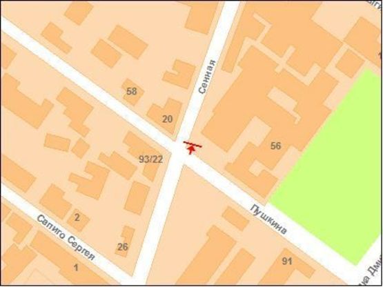 Схема рекламной плоскости по адресу Сінна вул. - Пушкіна вул.