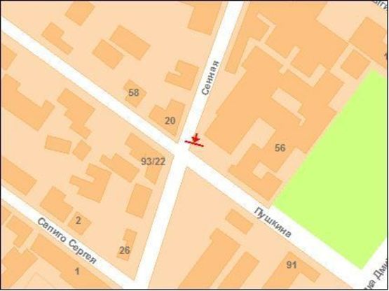 Схема рекламної площини за адресою Сінна вул. - Пушкіна вул.