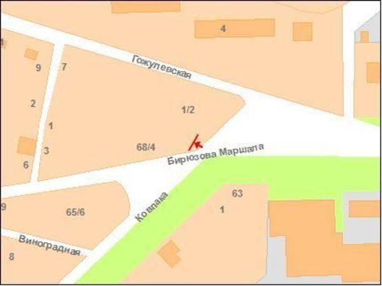 Схема рекламної площини за адресою Ковпака вул. та М. Бірюзова вул (розвилка)