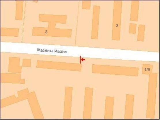 Схема рекламной плоскости по адресу І.Мазепи вул. (Калініна),9 (салон Афродіта)