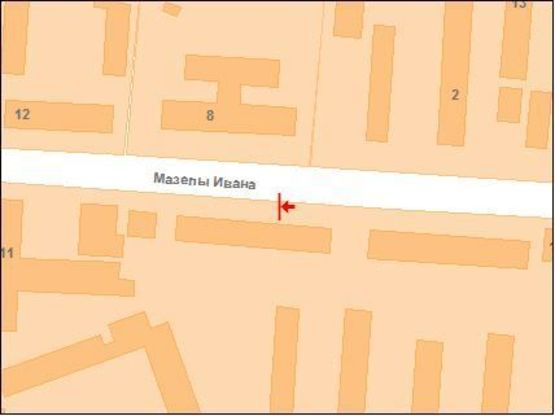 Схема рекламной плоскости по адресу І.Мазепи вул.(Калініна), 9 (Мон Плезір)