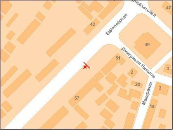 Схема рекламної площини за адресою Європейська вул. (Фрунзе),53 (м-н Перлина)