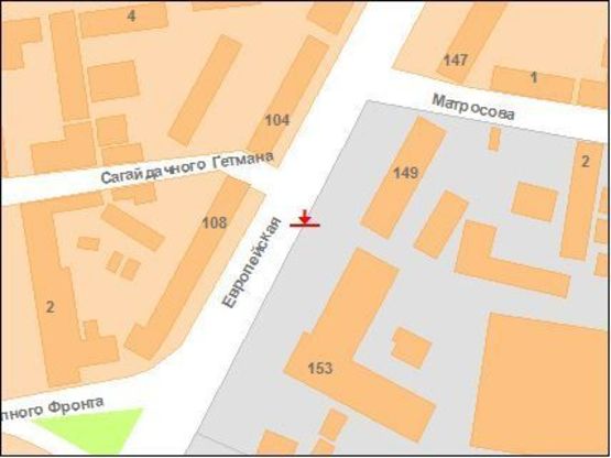 Схема рекламной плоскости по адресу Європейська вул. (Фрунзе), 149 (зправа)