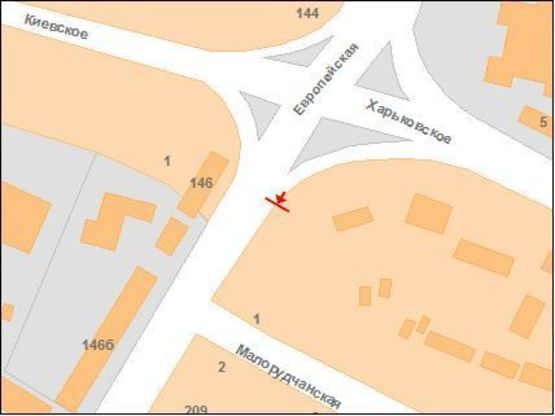 Схема рекламной плоскости по адресу Європейська вул. (Фрунзе),207