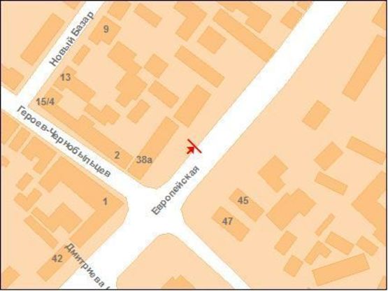 Схема рекламной плоскости по адресу Європейська вул. (Фрунзе),38