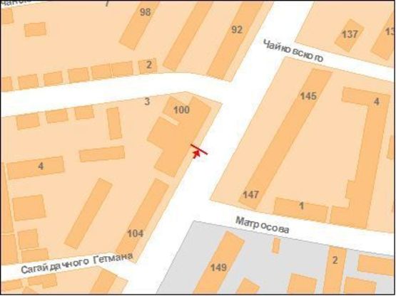 Схема рекламної площини за адресою Європейська вул. (Фрунзе),100 (зуп.Фурманова)