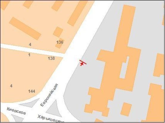 Схема рекламной плоскости по адресу Європейська вул. (Фрунзе)(завод "Знамя")