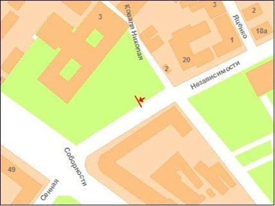 Схема рекламной плоскости по адресу Незалежності вул. - Коваля вул.