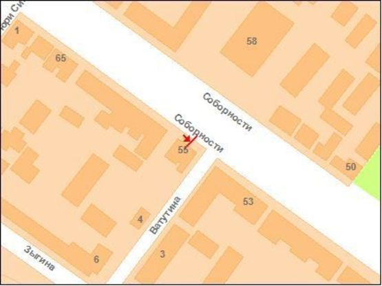 Схема рекламной плоскости по адресу Соборності вул.(Жовтнева) - Ватутіна вул.