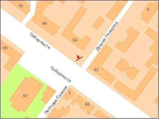 Схема рекламной плоскости по адресу Соборності вул. (Жовтнева) - Духова вул.