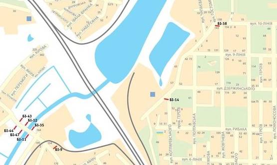 Схема рекламної площини за адресою ул. Котляревского, возле магазина «Премиум»