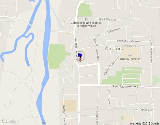 Схема рекламної площини за адресою м. Сокаль вул. Шептицького (центральний торговий центр Центр міста)