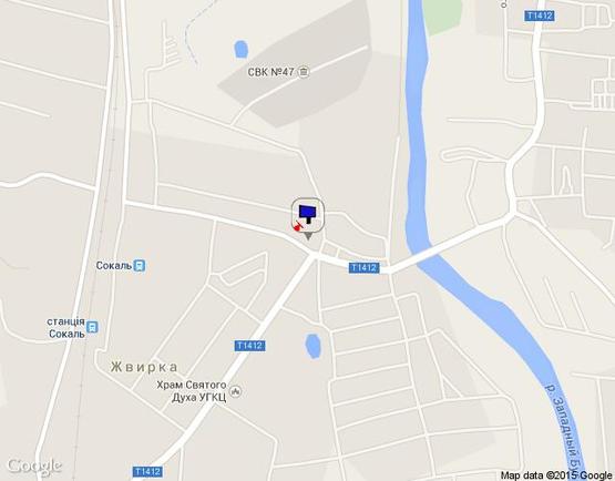 Схема рекламної площини за адресою м. Сокаль вул. Шептицького (центральний вїзд з м. Львів м. Червоноград)