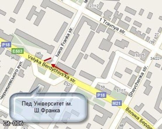 Схема рекламной плоскости по адресу Велика Бердичівська , 45