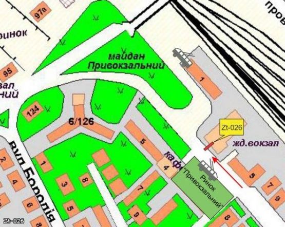 Схема рекламной плоскости по адресу Вокзальна, 3