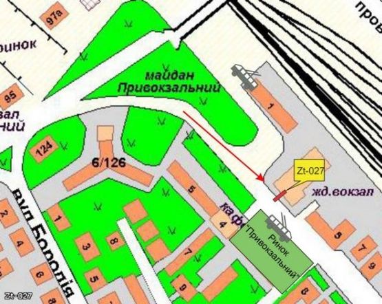Схема рекламної площини за адресою Вокзальна, 3