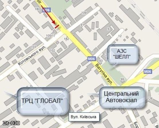 Схема рекламной плоскости по адресу Михайла Грушевського, 105