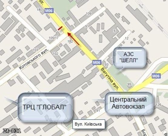 Схема рекламної площини за адресою Михайла Грушевського, 105