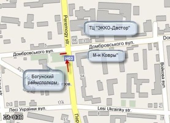 Схема рекламной плоскости по адресу Перемоги, 55