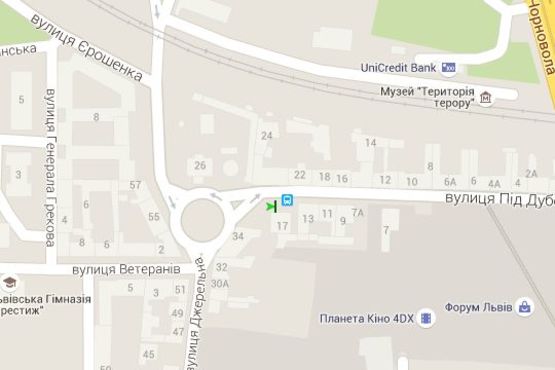 Схема рекламної площини за адресою Під Дубом вул., 17