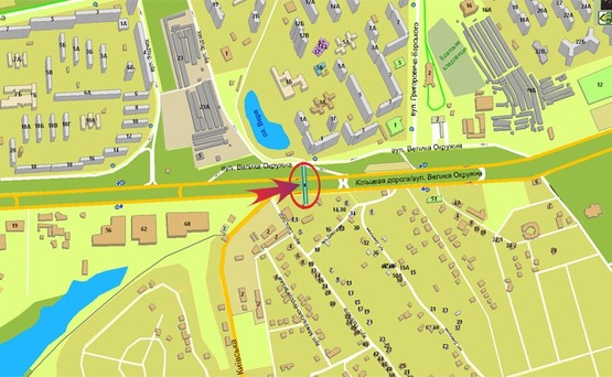Схема рекламной плоскости по адресу Окружная/пов.на Вишневое/Фоззи на Одесскую пл.левый
