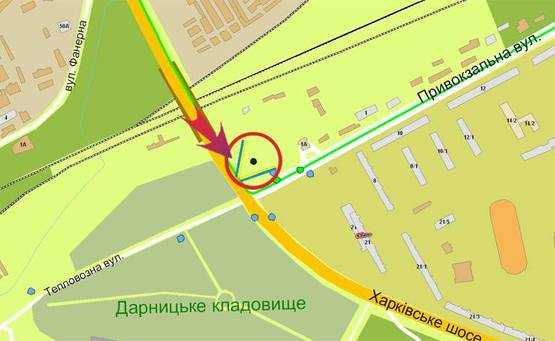 Схема рекламной плоскости по адресу Харьковское шоссе/ул.Привокзальная (В)