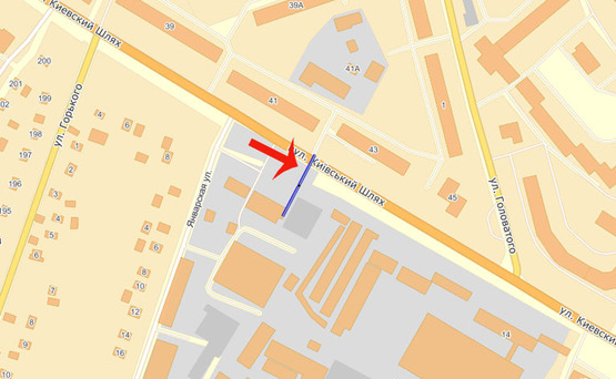 Схема рекламної площини за адресою Борисполь ул.Киевский шлях (А) левый/АТБ,рынок Зоряный