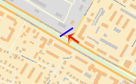 Схема рекламной плоскости по адресу Б.Церковь б-р.50-лет.Победы/Фастовская