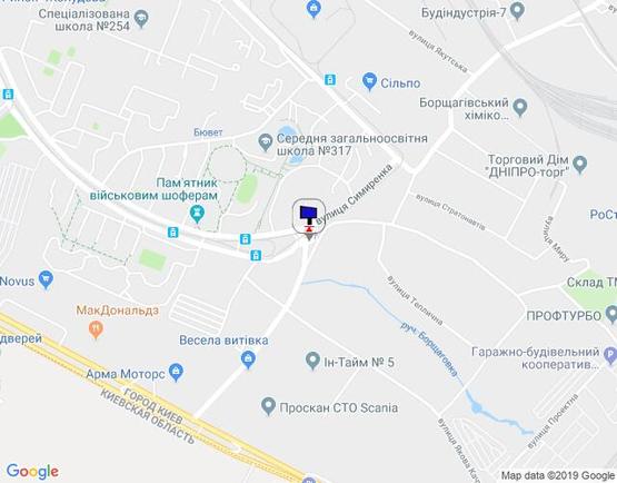 Схема рекламной плоскости по адресу Симиренко/Трублаини - напр к пр-ту Отрадный