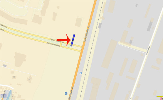 Схема рекламної площини за адресою Вышгород пр-т Шевченко/Набережная (выезд) на Киев,на ГЭС (В) (щит на обочине)