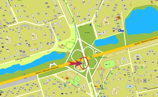 Схема рекламной плоскости по адресу пр-т Бажана/Позняки (А) (нижний)