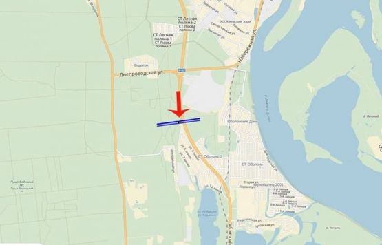 Схема рекламної площини за адресою ул Богатырская /900 м после перекрестка на Вышгород,на Петривцы,Дымер (А) левый/ на Киев