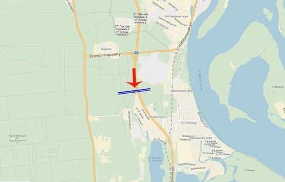 Схема рекламной плоскости по адресу ул Богатырская /900 м после перекрестка на Вышгород,на Петривцы,Дымер (А) правый/ на Киев