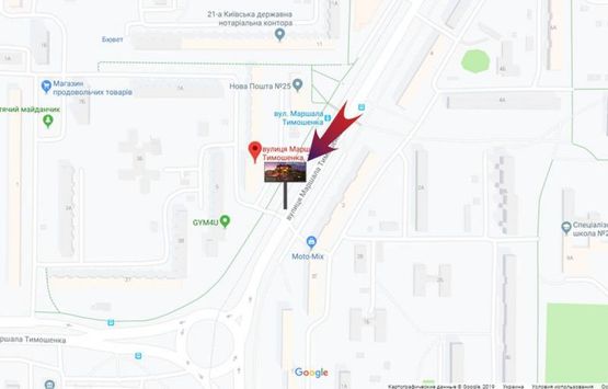 Схема рекламної площини за адресою Тимошенко, 7 (А) - на ст.м.Оболонь