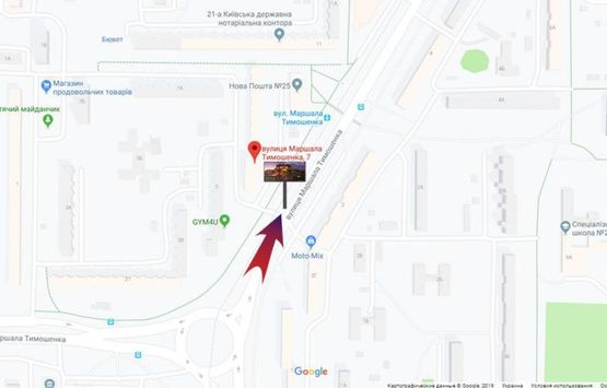 Схема рекламної площини за адресою Тимошенко, 7 (В) - на ст.м.Минская