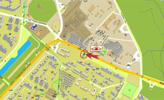 Схема рекламной плоскости по адресу Братиславская/ АТЛ,направление к рынку "Троещина",пр-т Ватутина (В)