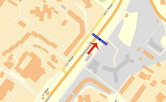 Схема рекламной плоскости по адресу Обухов ул.Киевская 12 (А)(правый)-выезд из города