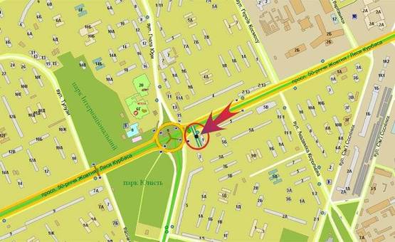 Схема рекламної площини за адресою пр-т 50-летия Октября/ул.Картвелишвили (В) на Окружную