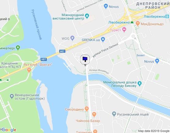 Схема рекламної площини за адресою ул.Р.Окипной,6/на м.Лівобережна (В)