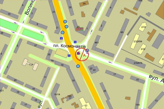 Схема рекламной плоскости по адресу Космонавтов площадь (Чоколовский,22)