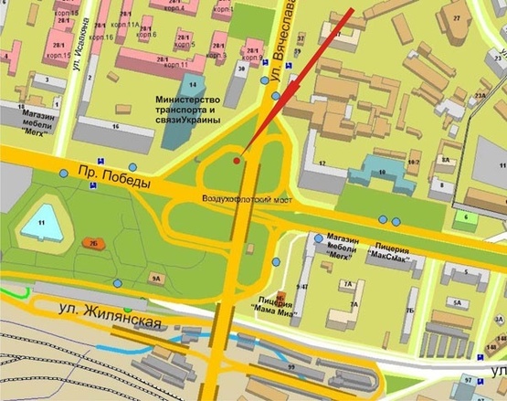 Схема рекламной плоскости по адресу Пр.Победы,14/Возд.просп.(Воздухофлотский мост)-Мин.Транспорта