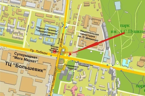Схема рекламной плоскости по адресу Пр.Победы,50 (ст.м. «Шулявская»)  - А2