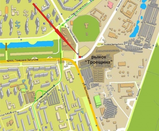 Схема рекламної площини за адресою Ул.Электротехническая/Драйзера (Троещинский р-к) А