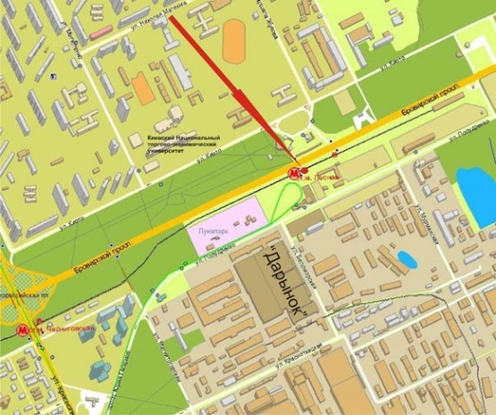 Схема рекламної площини за адресою Броварской просп. (ст.м. «Лесная»)-в центр