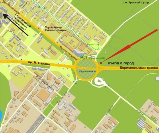Схема рекламної площини за адресою Харьковская пл.- въезд в город со стор.Борисполя-правое  крыло-призма грань-1