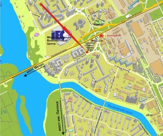 Схема рекламной плоскости по адресу ул.Р.Окипной (ст.м."Левобережная", возле гостиницы "Турист")-в центр
