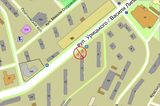 Схема рекламной плоскости по адресу Василия Липковского ул. (Урицкого), 11(напротив автостоянки)